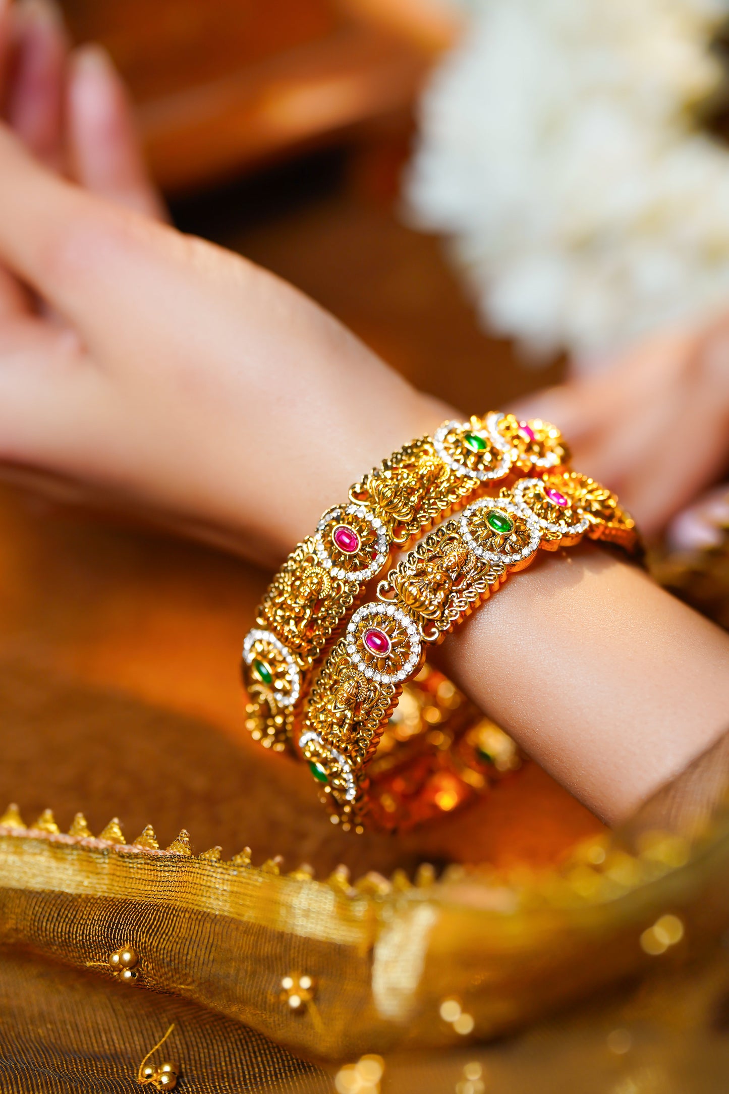 Divine Temple Gold Statement Bangles