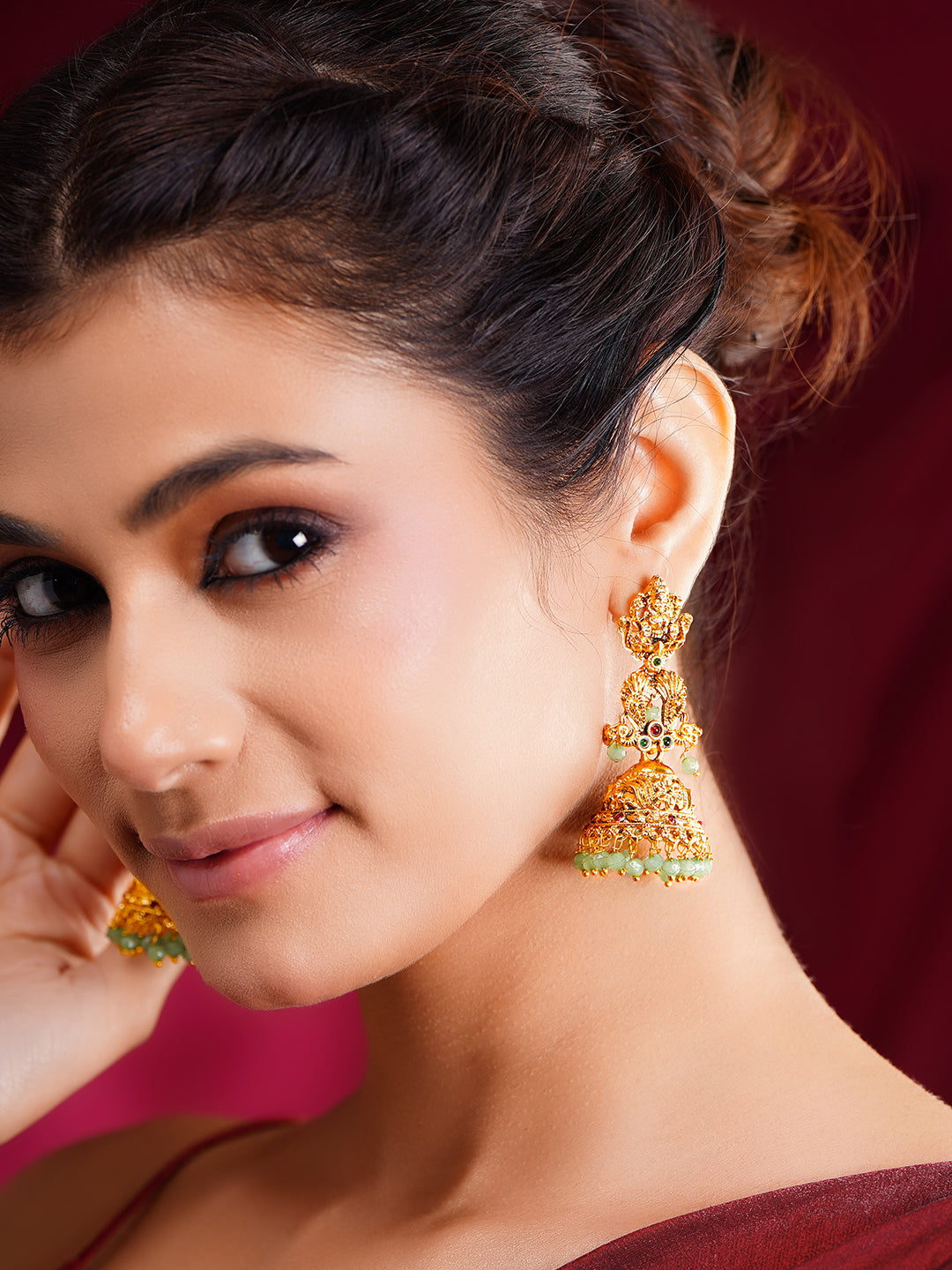 Divine Glow Temple Dome Jhumka Earrings