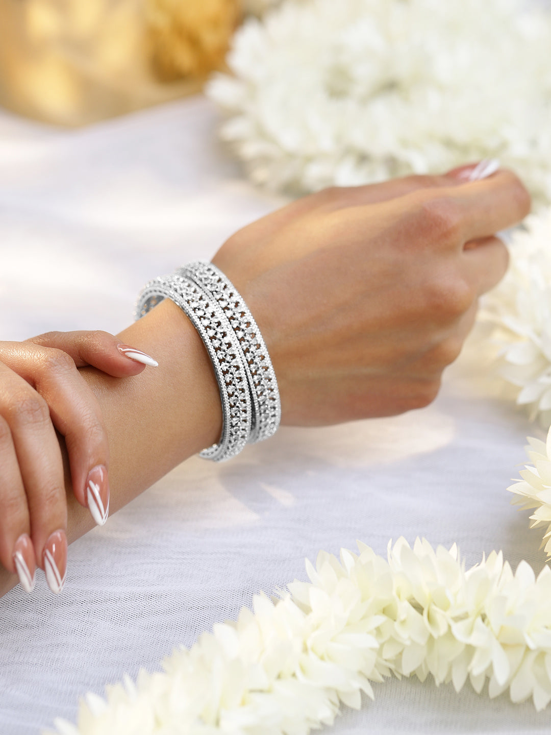 Silver Aura American Diamond Zirconia Bangles
