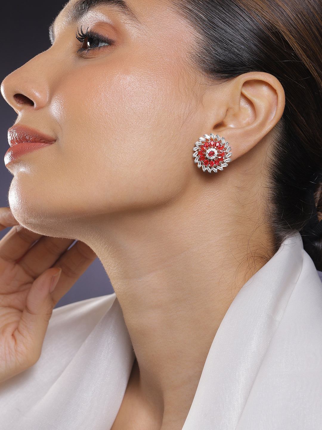 Ruby Royale Bloom Stud Earrings