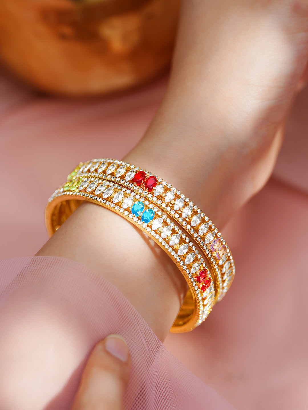 Set of 2 Multicolor Bloom Bangle Set