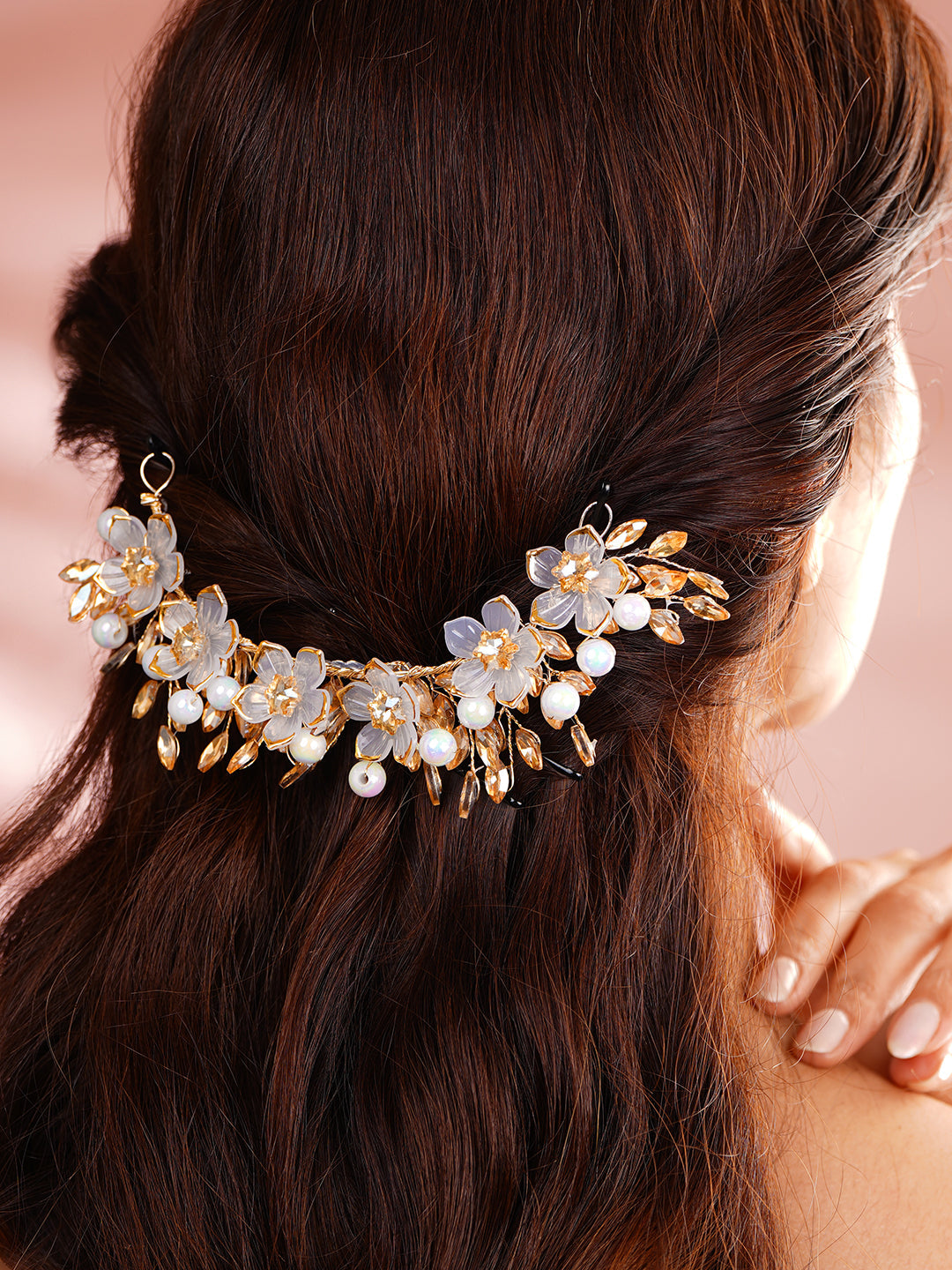 Crystal Pearl Statement Floral Hair Accessory