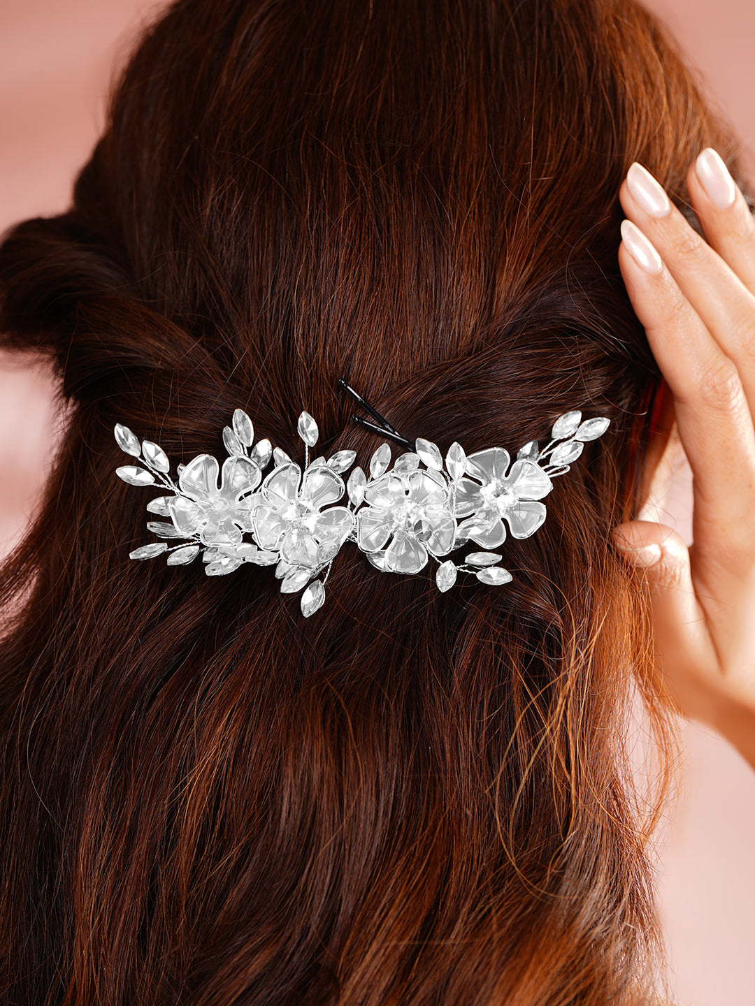 Elegant Crystal Floral Statement Hair Accessory