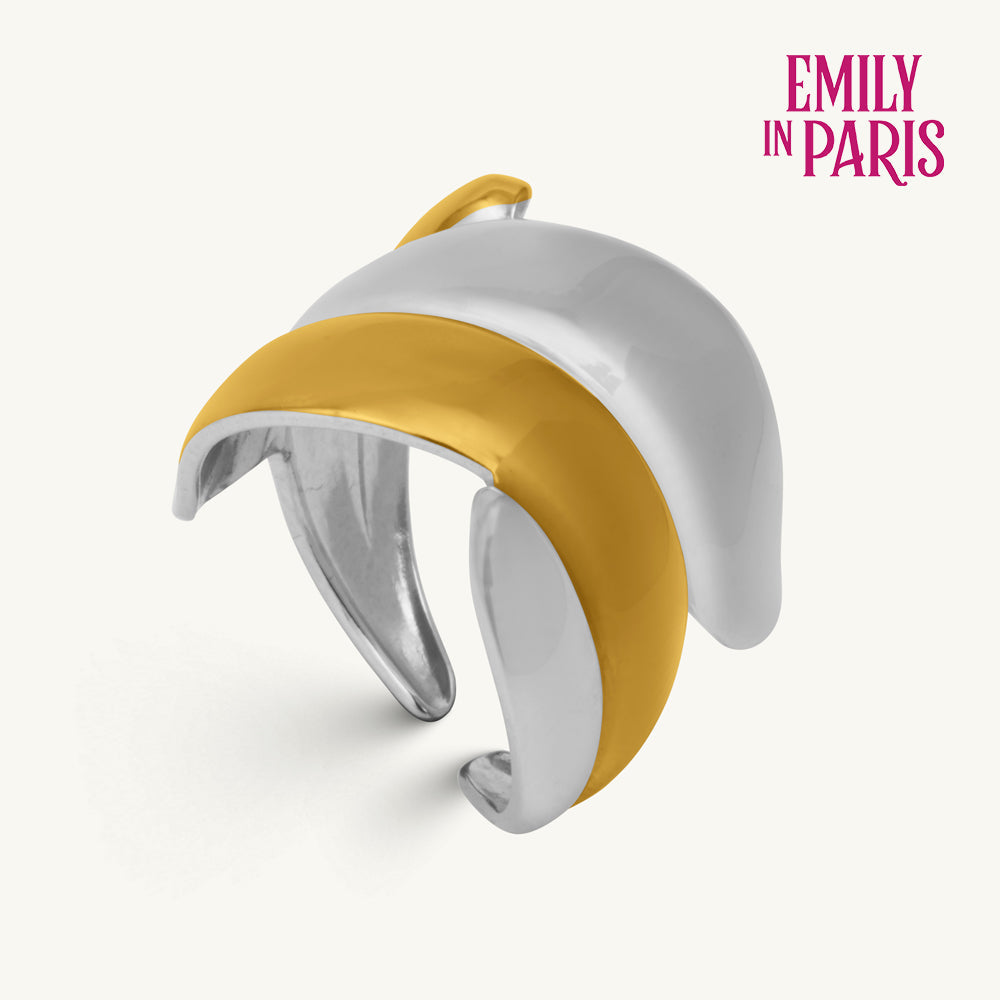 Duo Metal Sculpt Wave Statement Ring