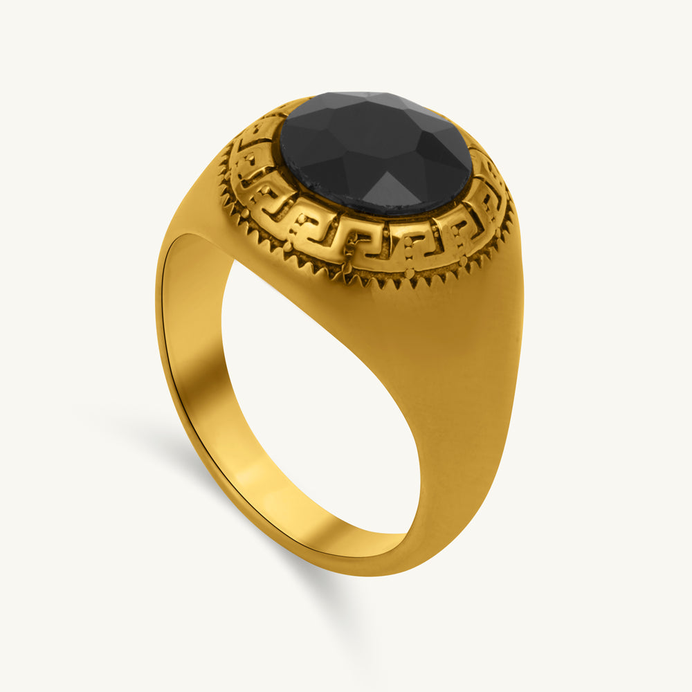 Bold Textured Black Signet Ring