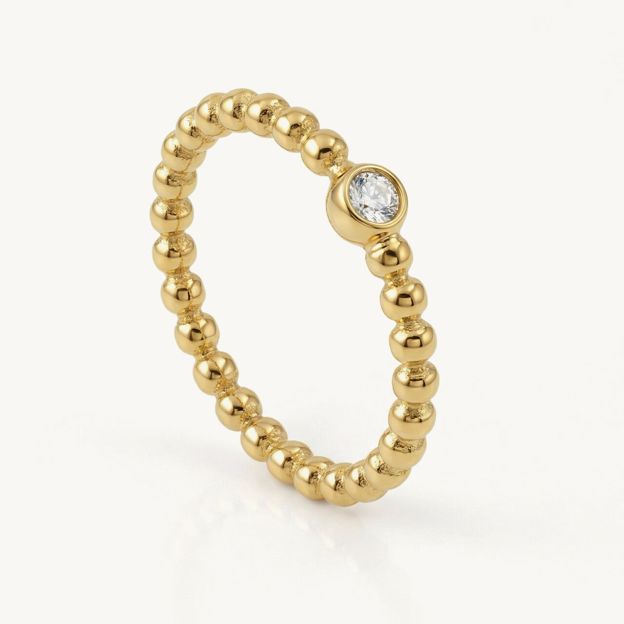 Beaded Solitaire Ring