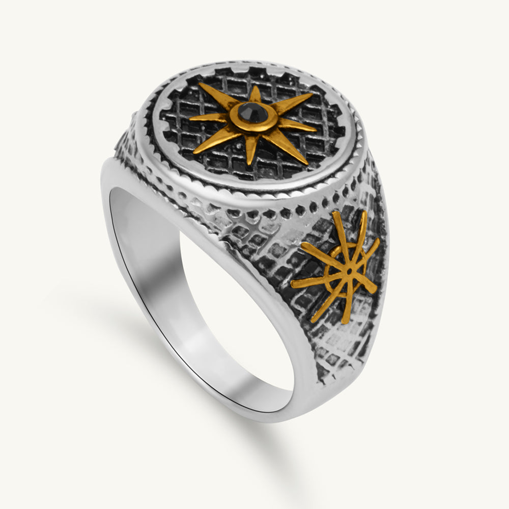 Celestial Navigator Emblem Dual Tone Ring