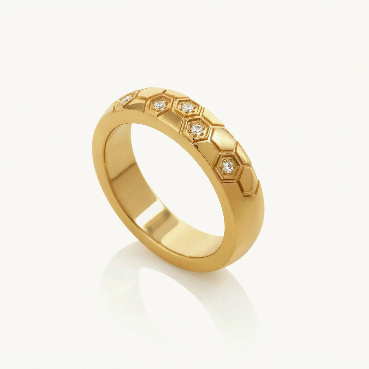 Shiny Honeycomb Band Ring