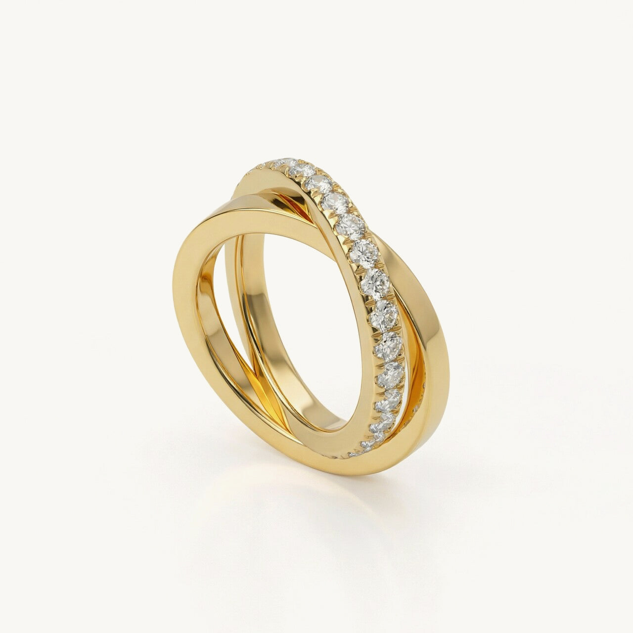 Clean Line Sparkle Linked Ring