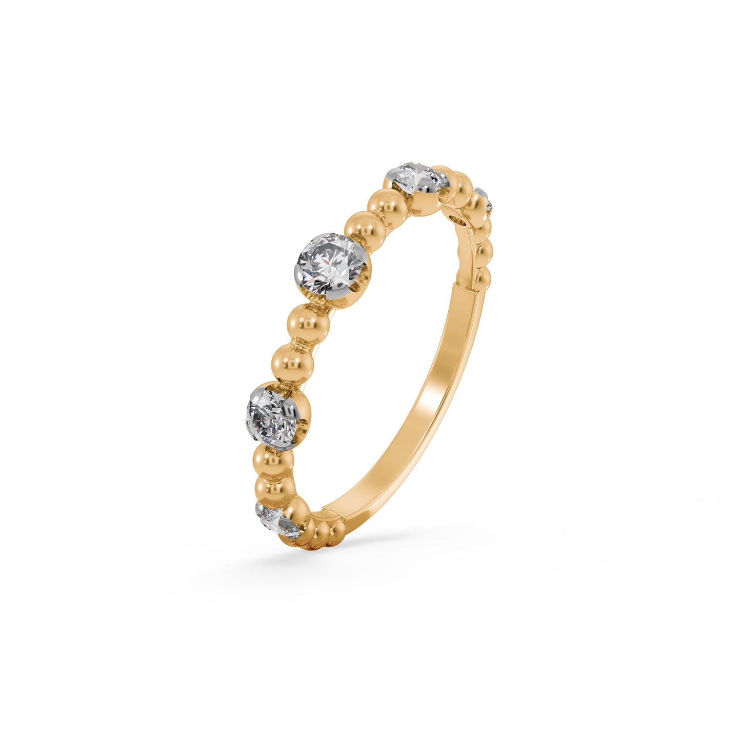 Dual Tone Beaded 9KT Gold Laboratory Grown Diamond Ring