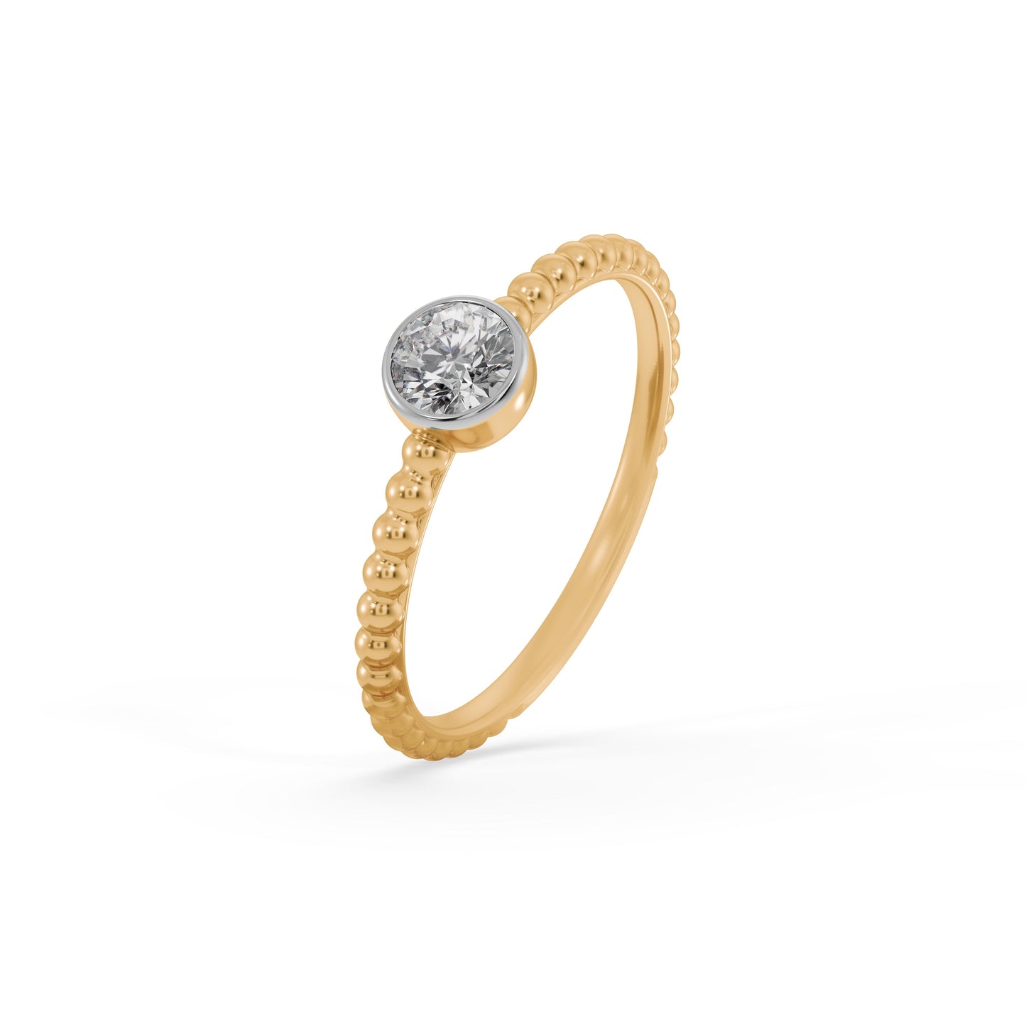 Beaded Halo 9KT Gold Laboratory Grown Diamond Ring