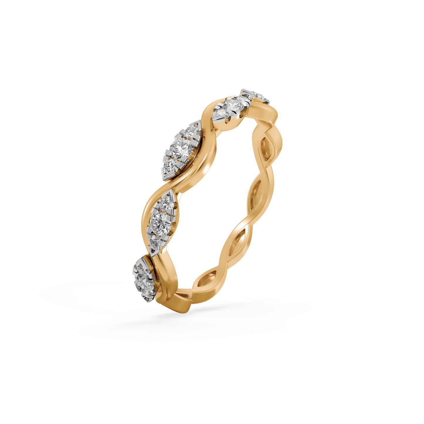 Wave Band 9KT Gold Laboratory Grown Diamond Ring