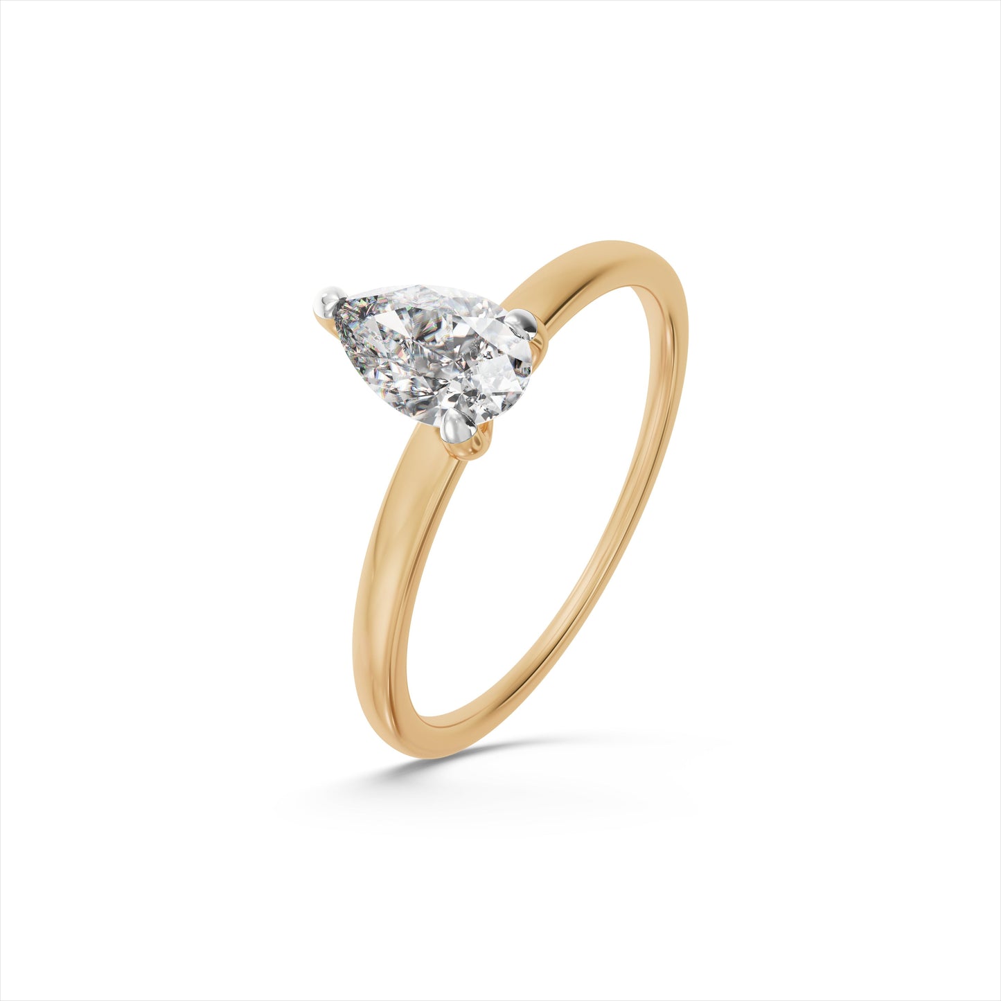 Dainty Pear Solitaire 9KT Gold Laboratory Grown Diamond Ring