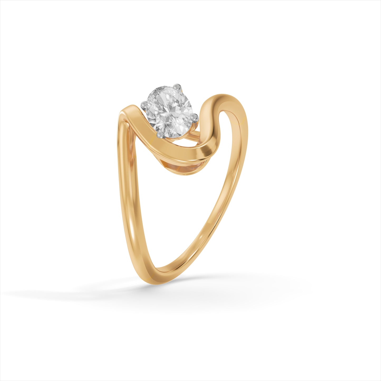 Curvy Oval 9KT Gold Laboratory Grown Diamond Ring