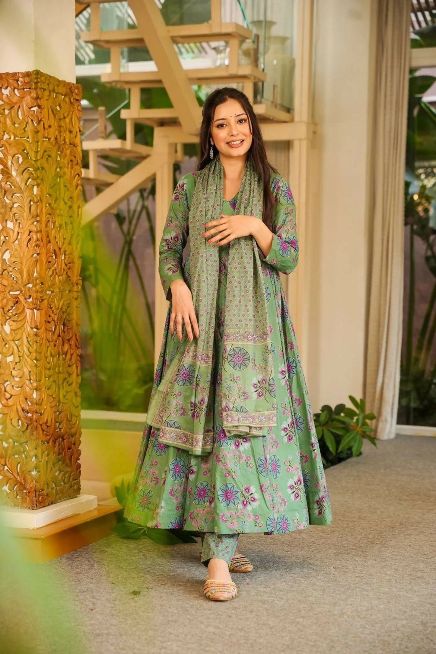 Aayaa Designer Cotton Silk Suit - Light Green