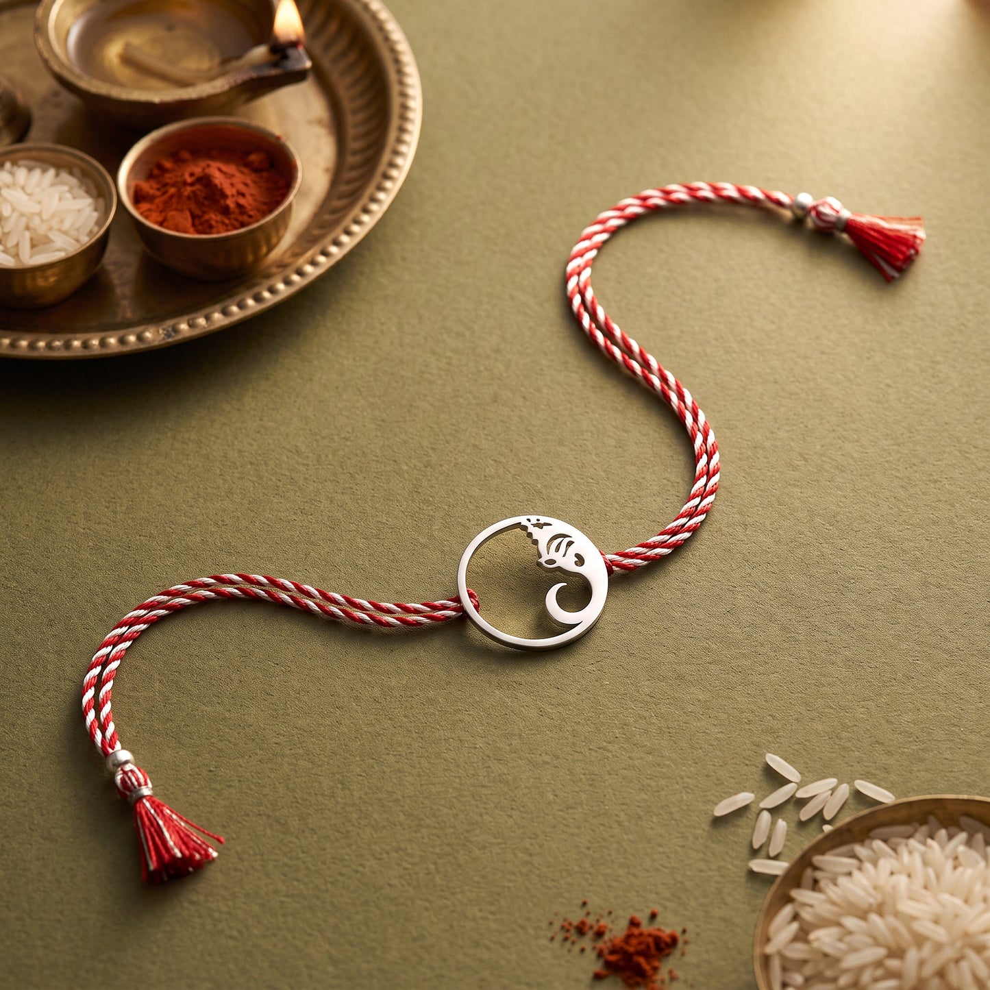 Oxidised Silver Lord Ganesha Halo Rakhi