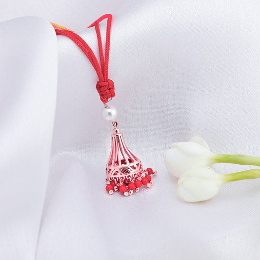 Rose Gold Graceful Jhumka Lumba Rakhi