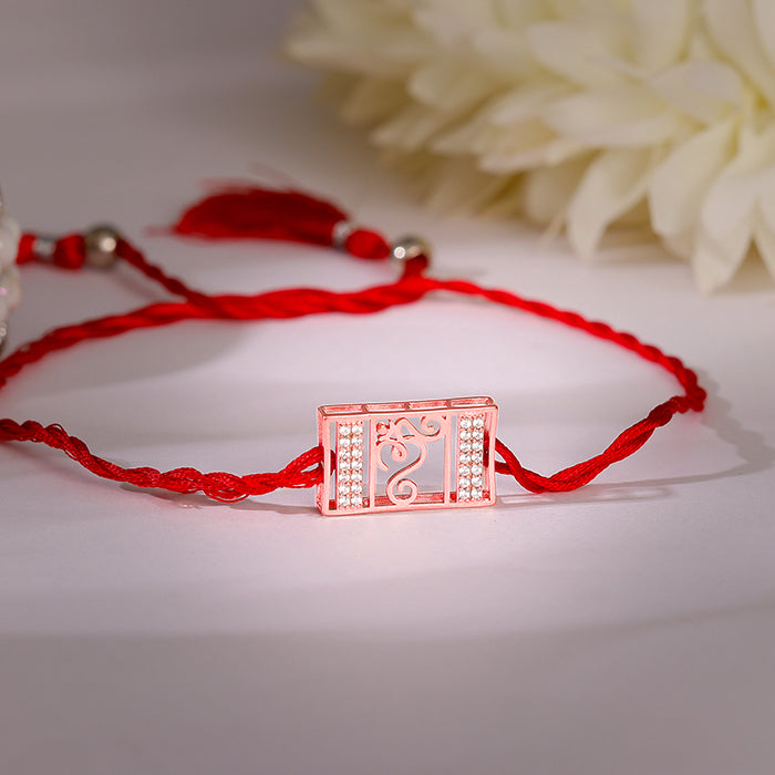 Rose Gold Spiritual Om Rakhi