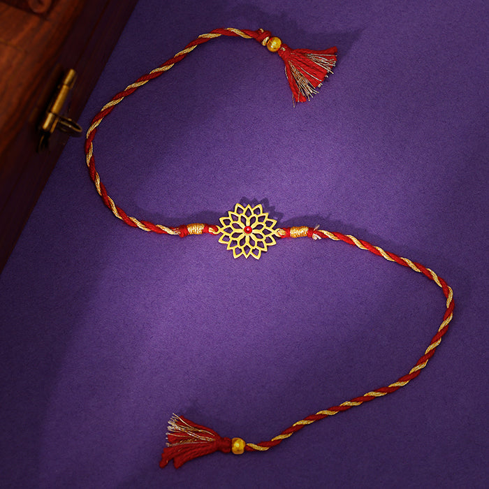 Golden Sparkling Floral Rakhi
