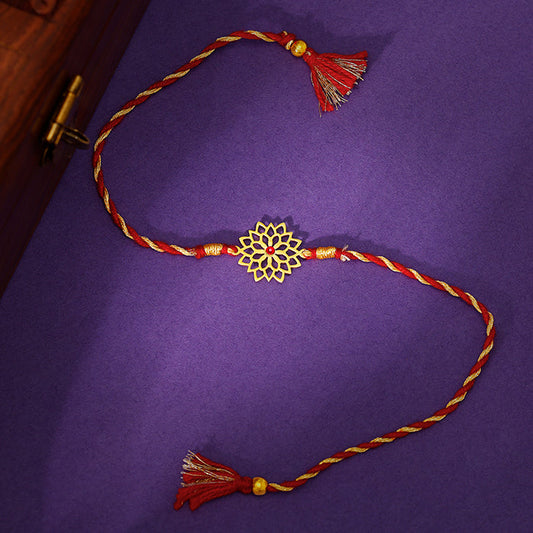 Golden Sparkling Floral Rakhi