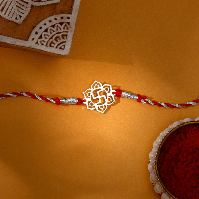 Silver Spiritual Swastik Rakhi
