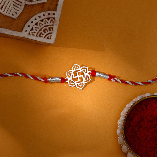 Silver Spiritual Swastik Rakhi