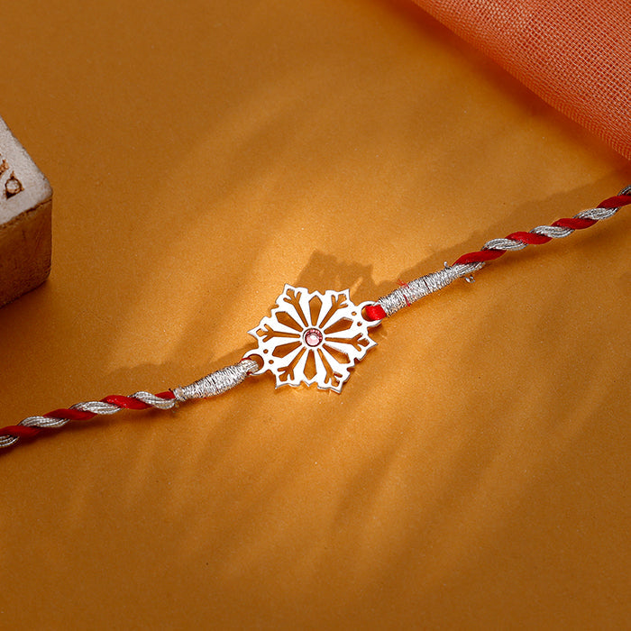 Silver Floral Rakhi