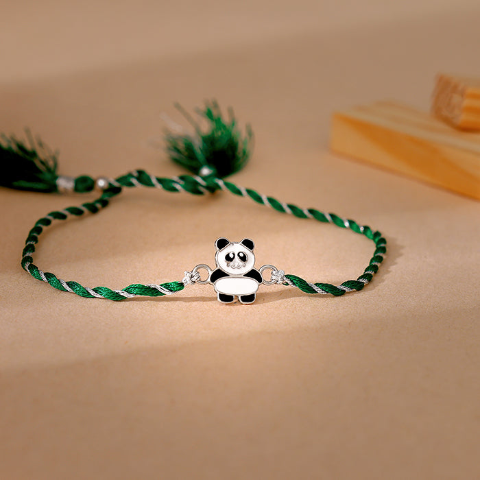 Silver Cute Panda Rakhi for Kids