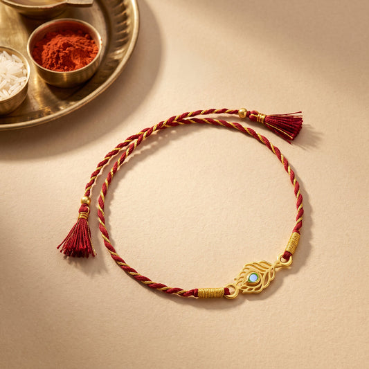 Golden Beautiful Feather Rakhi