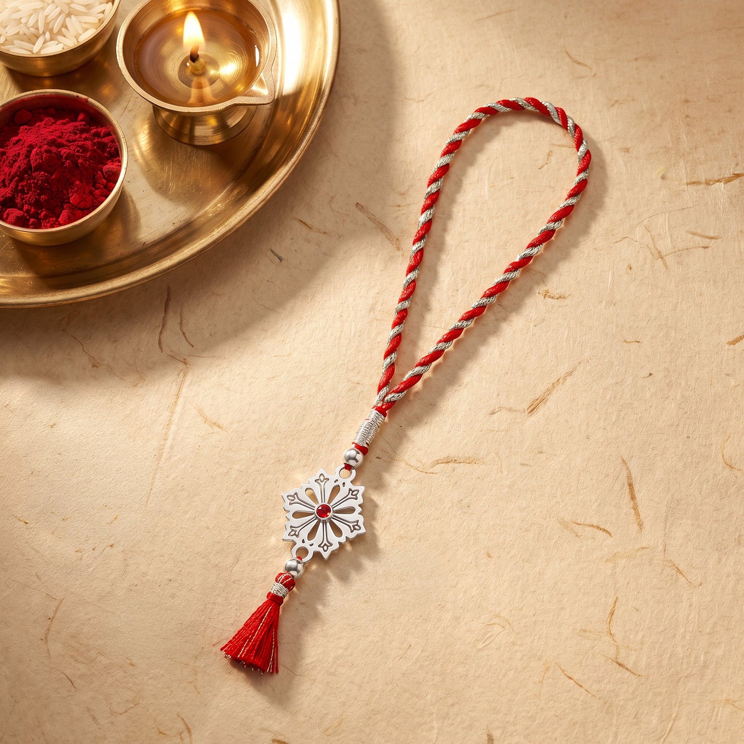 Silver Blooming Floral Lumba Rakhi