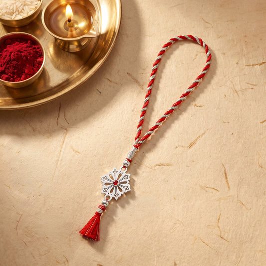 Silver Blooming Floral Lumba Rakhi