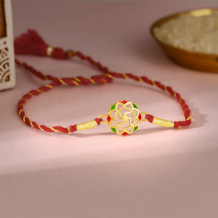 Golden Classic Swastik Rakhi