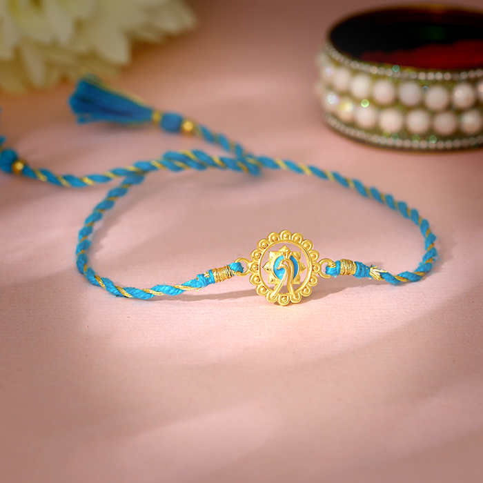 Golden Peacock Blossom Rakhi