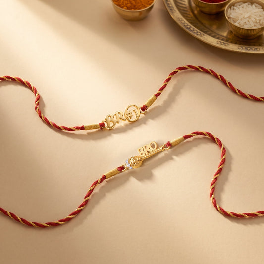 Golden My Bro Rakhi Combo (Set of 2)