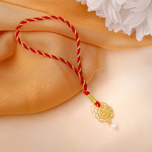 Golden Divya Swastik Lumba Rakhi