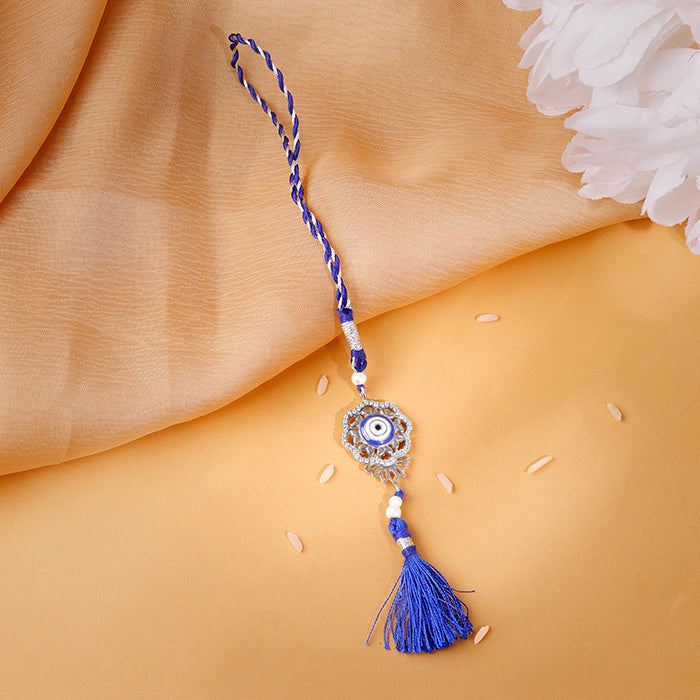 Silver Floral Evil Eye Lumba Rakhi