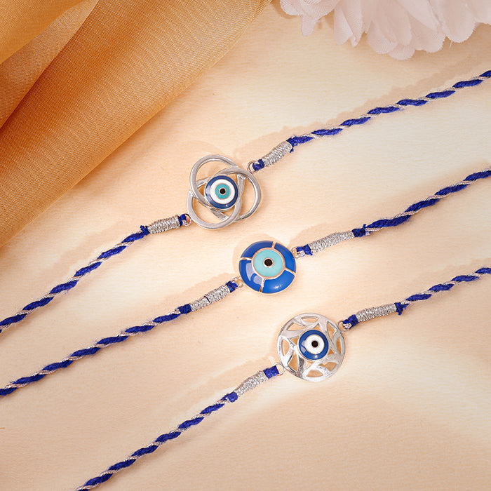 Silver Nazar Rakhi Combo (Set of 3)