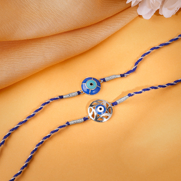 Silver Evil Eye Rakhi Combo (set of 2)