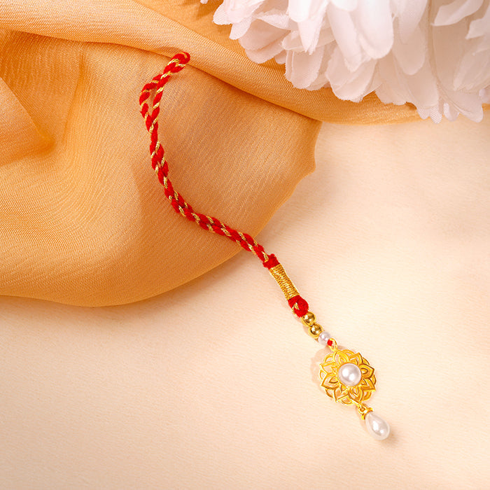 Golden Floret Pearl Lumba Rakhi