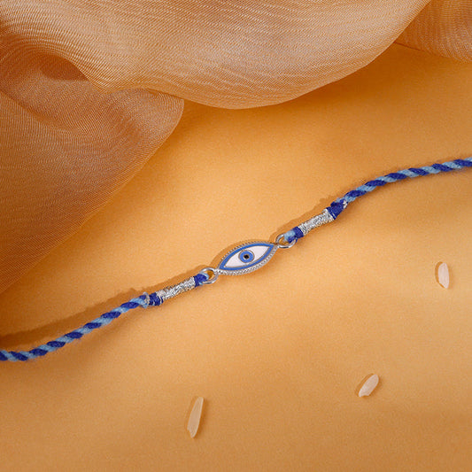 Silver Charming Evil Eye Rakhi