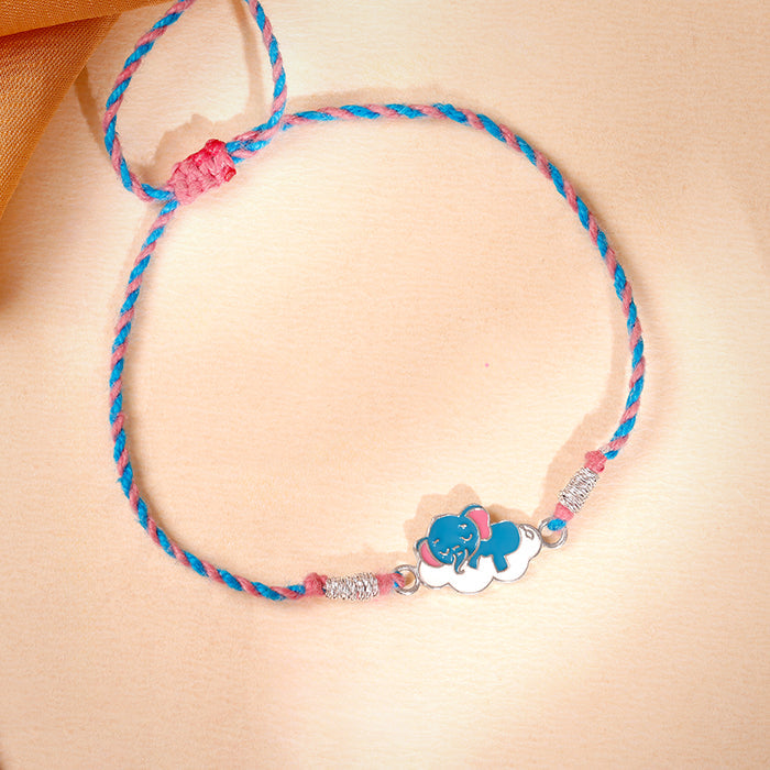 Silver Adorable Elephant Kids Rakhi