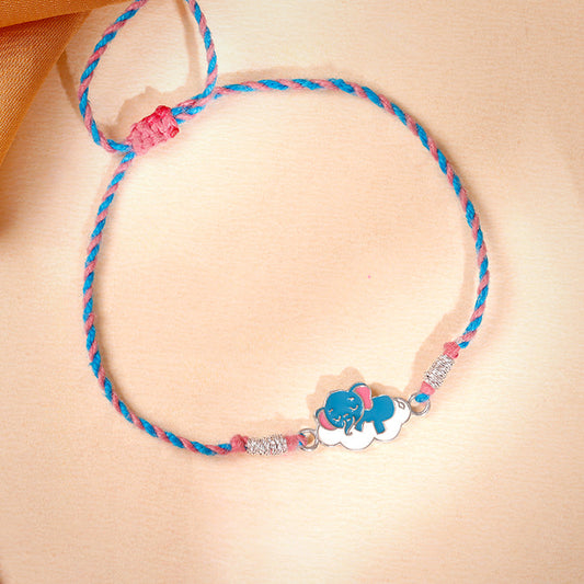 Silver Adorable Elephant Kids Rakhi