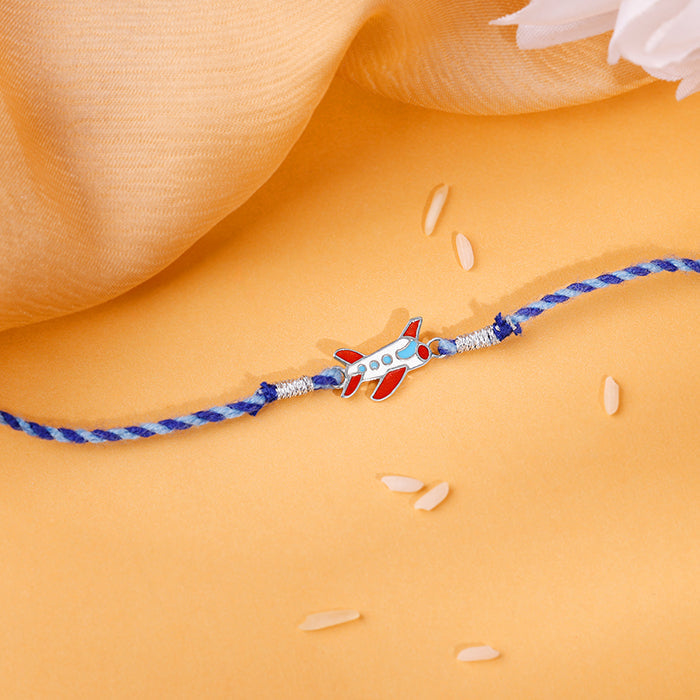 Silver Plane Kids Rakhi