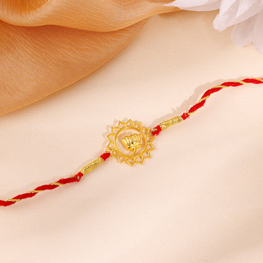 Golden Pure Lotus Rakhi