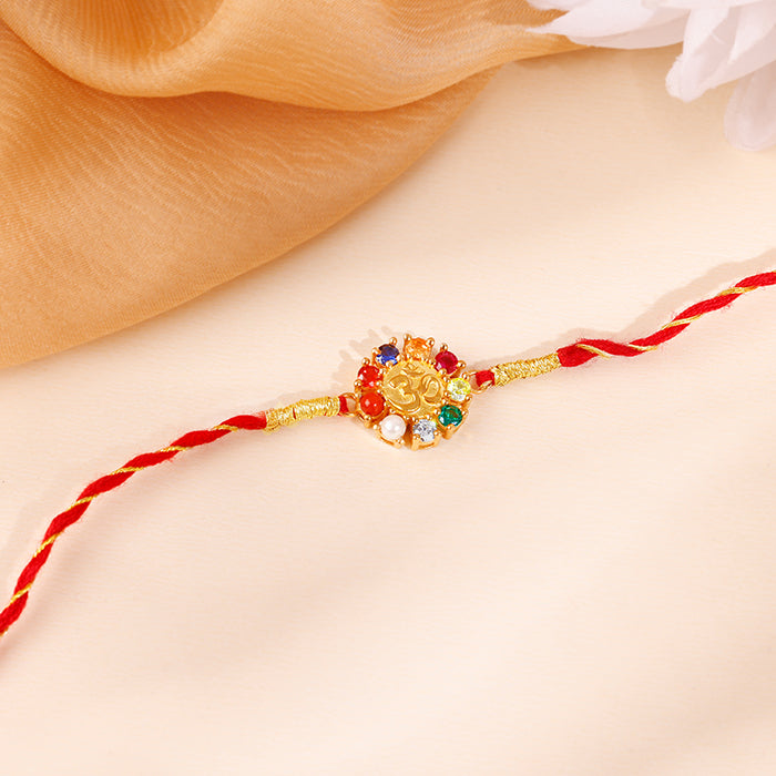 Golden Floral Om Rakhi