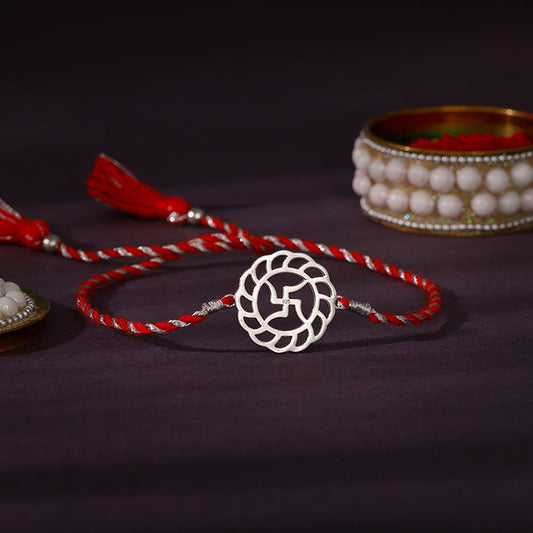 Silver Auspicious Rakhi