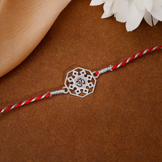 Silver Hexagon Om Rakhi