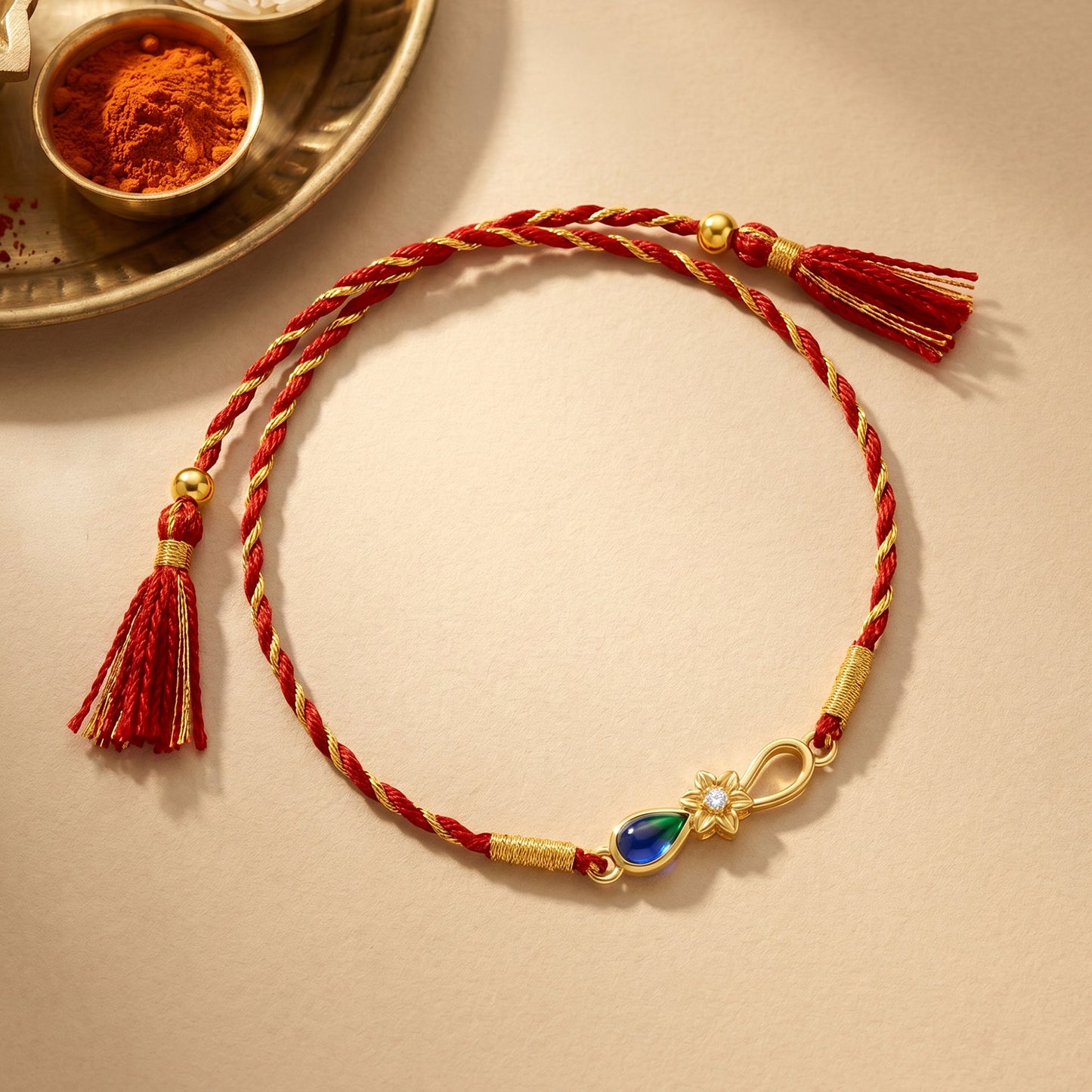 Golden Floral Mayur Rakhi