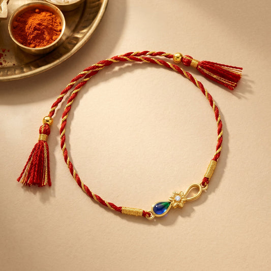 Golden Floral Mayur Rakhi