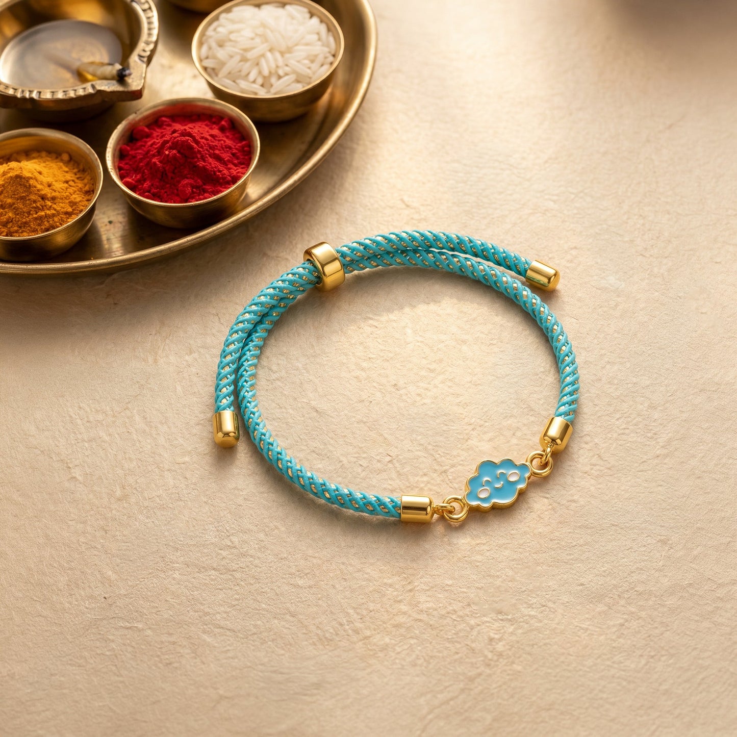 Golden Cute Cloud Kids Rakhi